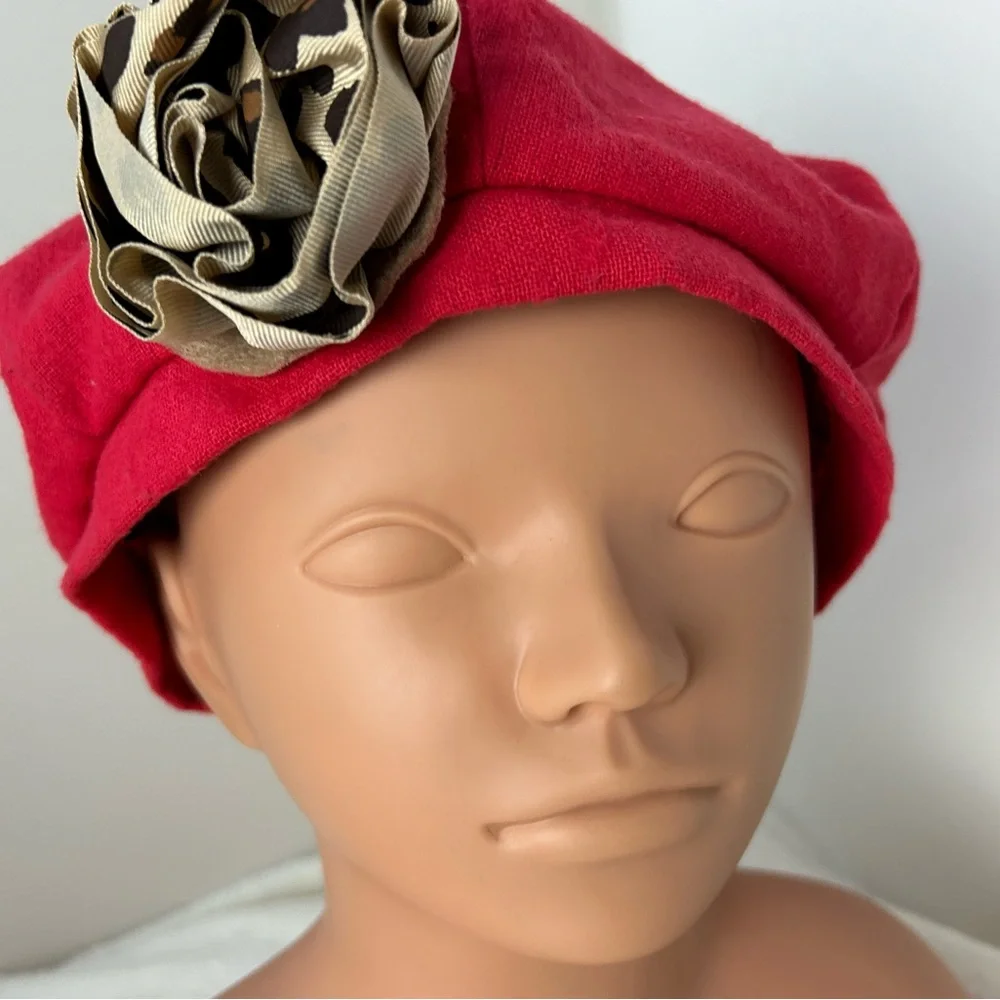 Gymboree Pink Barret Cap‎ with Tan Flower 8 and Up